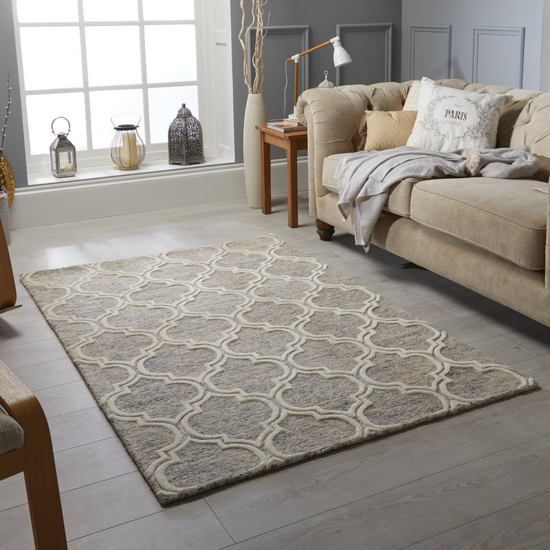 Canora Grey Maryam Tufted Wool Beige/White Rug Wayfair.co.uk